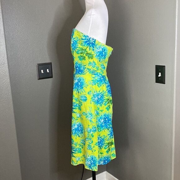 Dressbarn Floral Strapless ALine Dress Linen Blend Summer - Picture 7 of 10